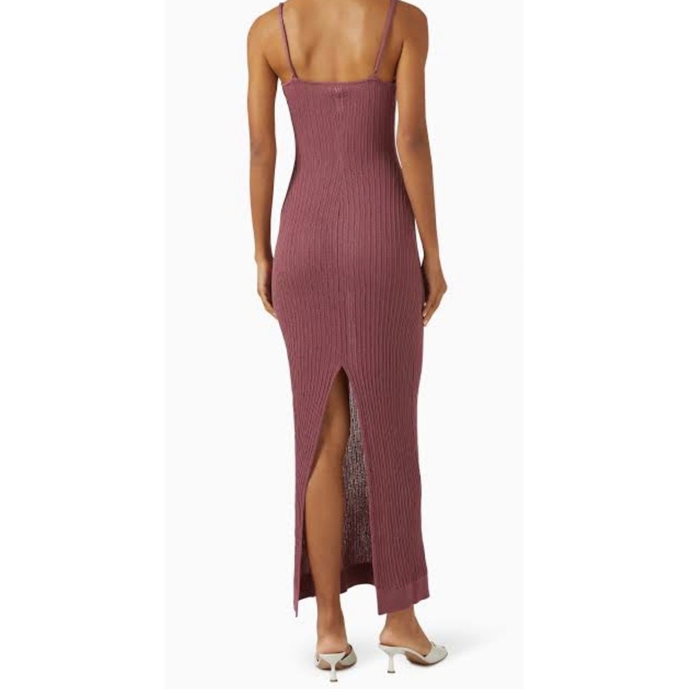 Skims Sheer Knit Midi Dress Beet Size M NWT $148 MSRP